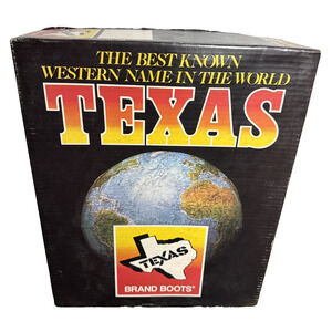 Vintage Texas Brand Boots Box Only Retro Cowboy Western Wear Advertising 1980s
